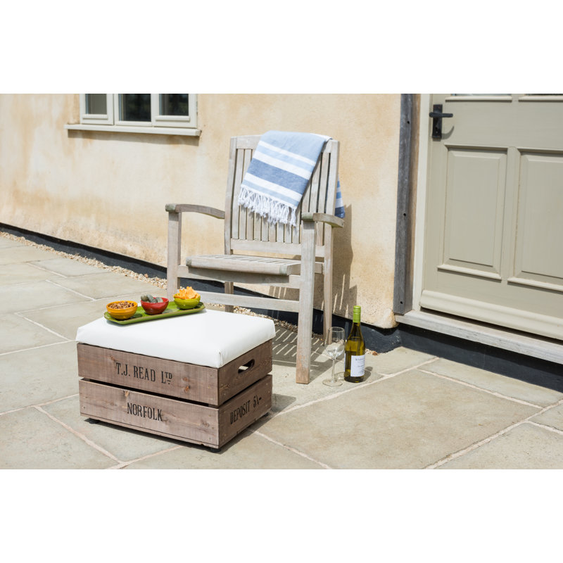 Edmonson Upholstered Outdoor Ottoman, White