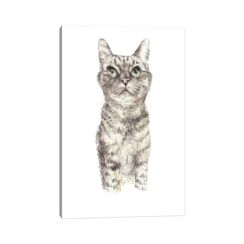 Concentrating Tabby by Wandering Laur - Wrapped Canvas Painting, 20.32 cm H x 30.48 cm W
