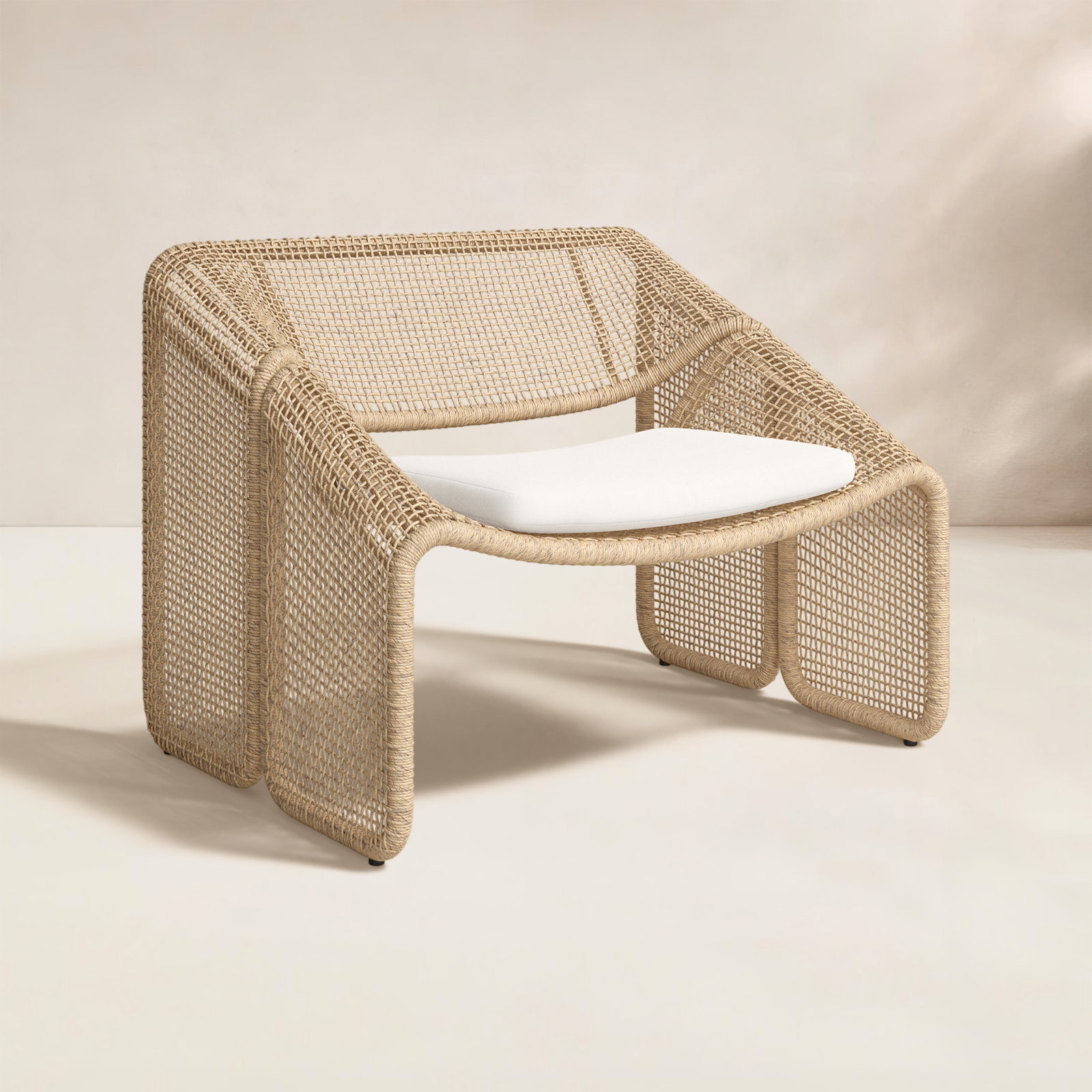 Aliza Wicker Outdoor Lounge Chair, Venao Ivory/Faux Hyacinth