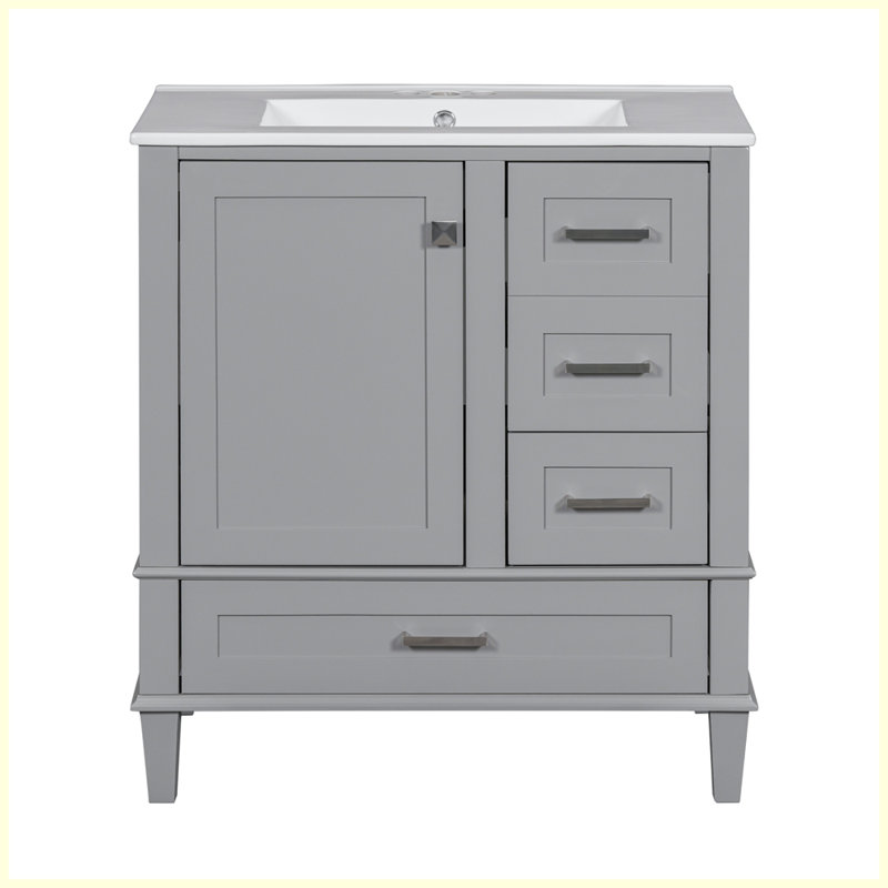 Ensemble d'armoire de salle de bain moderne avec évier, Gris
