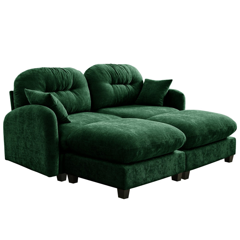2 places avec chenille, courbe ergonomique et mobile pour des coins confortables modulaires en mousse haute densité, coussins décoratifs doux, sensation de nuage