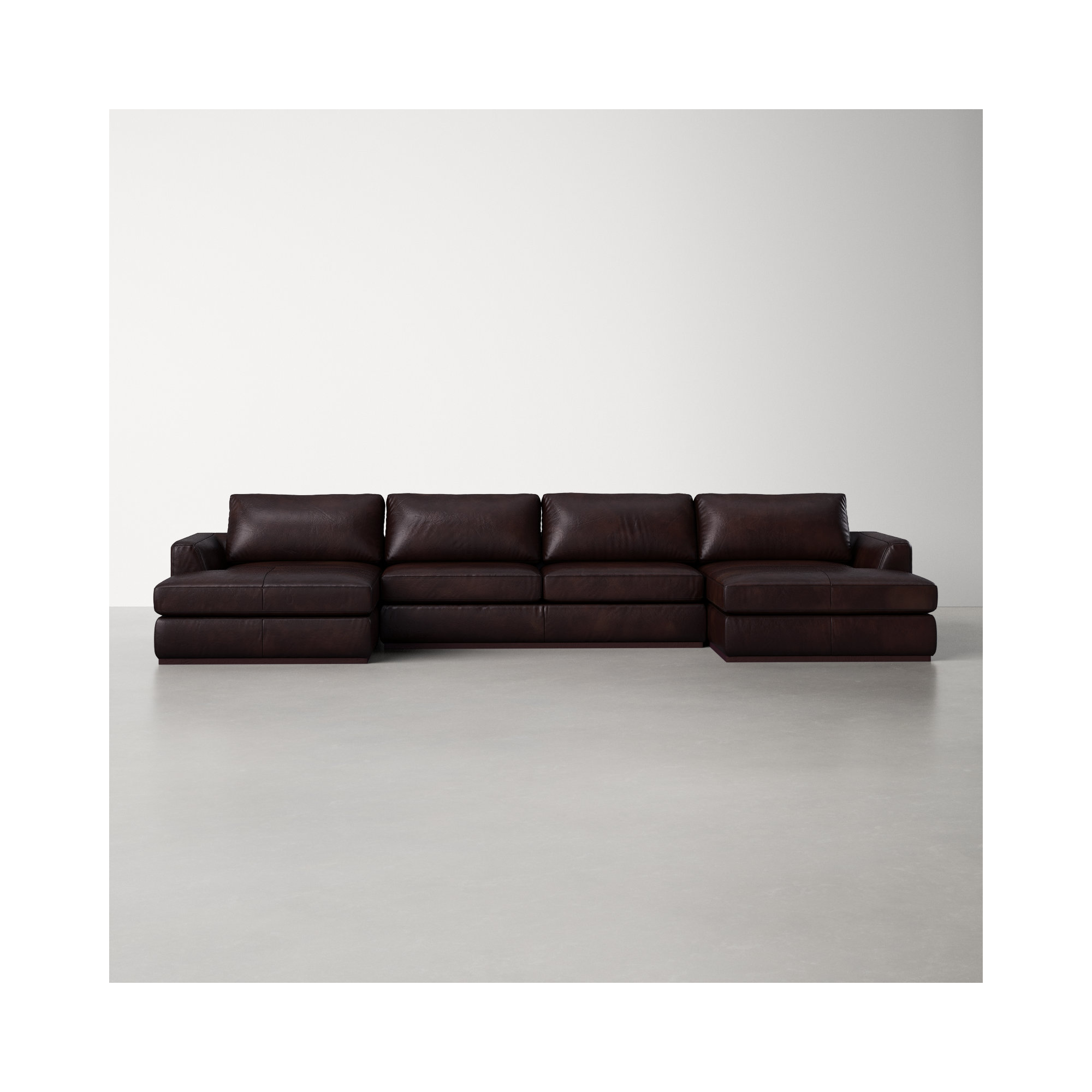 Berger Modular Upholstered Chaise U-Sectional, Heirloom Cigar/Genuine Leather