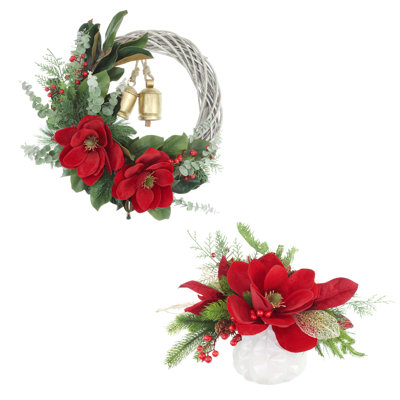 Magnolia Christmas Wreath and Centerpiece