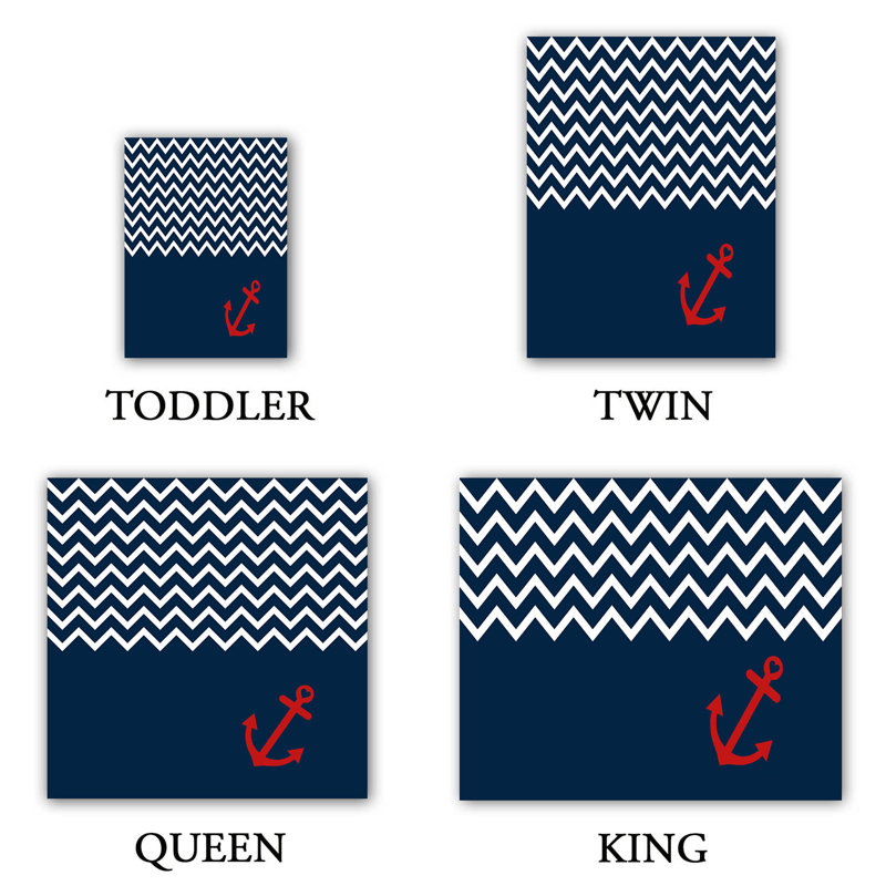Ensemble de housse de couette à chevron d’ancrage, 1 housse simple + 1 taie standard