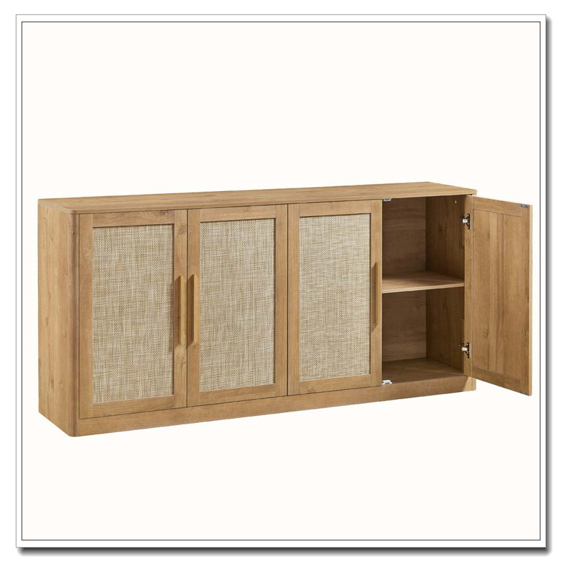 67" Rattan 4-Door Buffet Cabinet