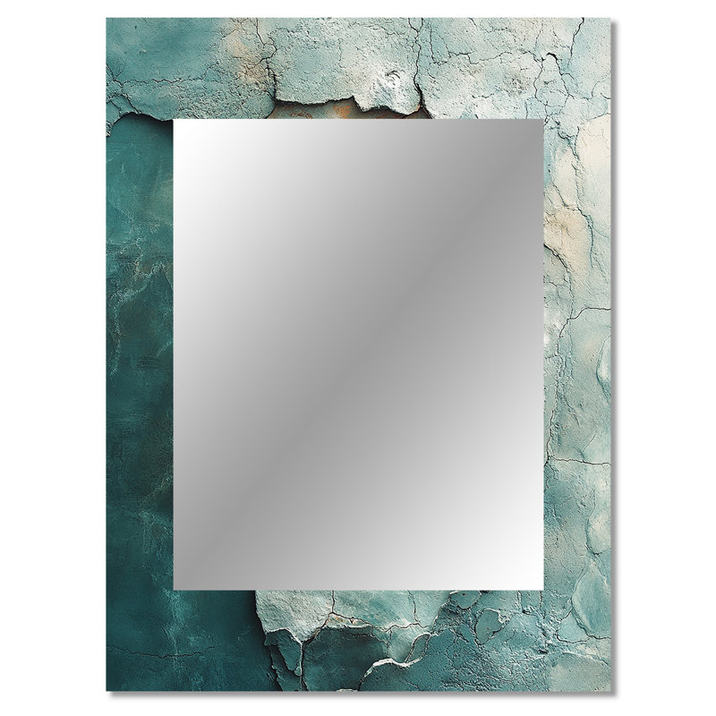 Vert et blanc océan côtier Pulse - miroir unique côtier, grand miroir mural vert, impression sur métal, 40 po x 30 po