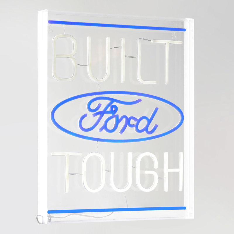 Licensed Ford Built Tough Blue and White Acrylic LED Sign