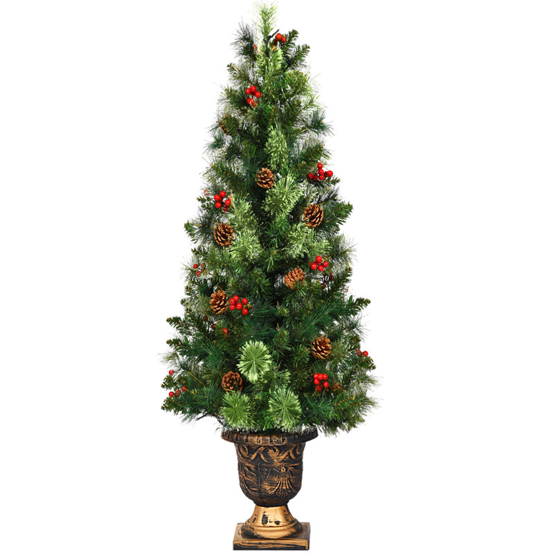 Sapin de Noël artificiel vert avec 40 lumières blanches, 48
