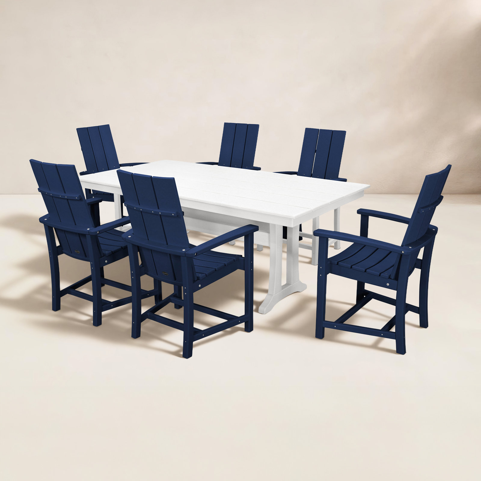 POLYWOOD® Modern Adirondack 72" Patio Dining Set, Navy