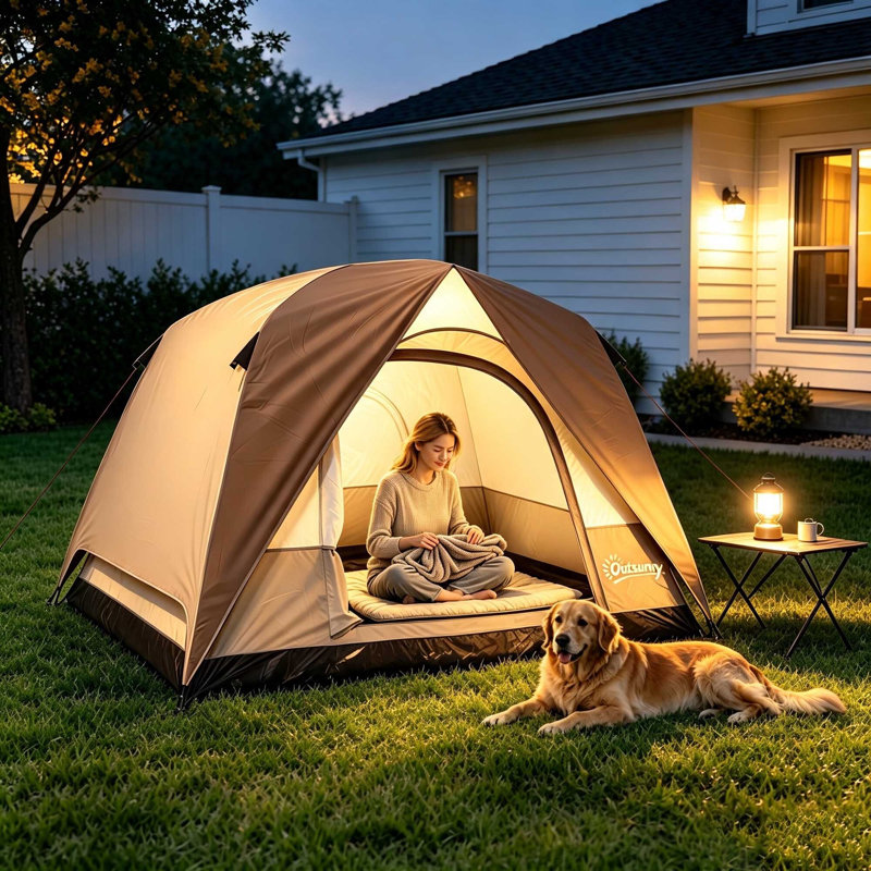 4 Person Tent, Brown