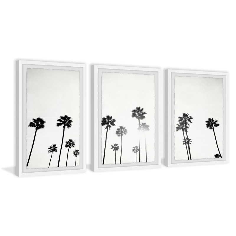 «Sunlight Under Palm Trees» par Marmont Hill - ensemble de 3 photos encadrées, H 24 po x l 16 po