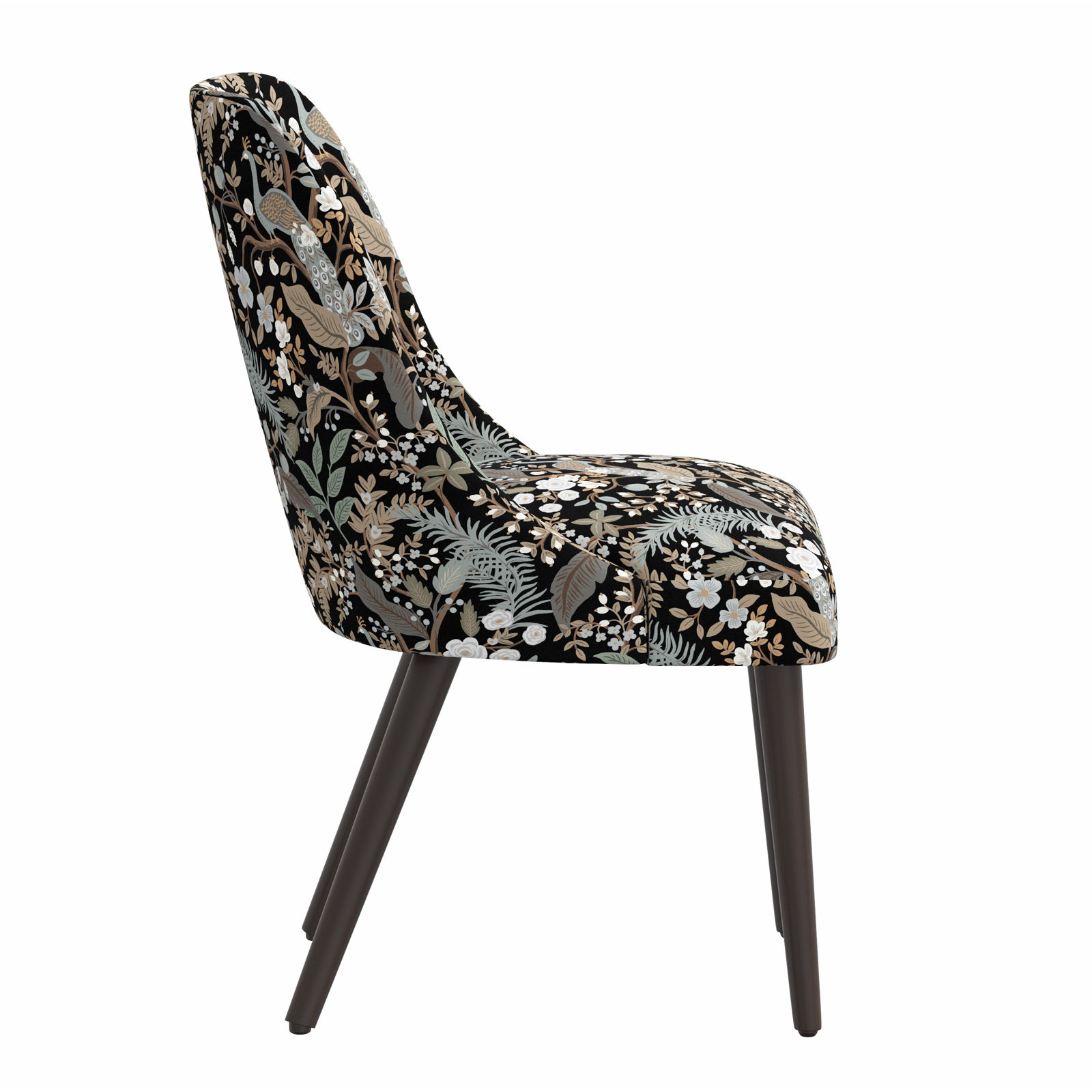 Rifle Paper Co. x Cloth & Company Tara Dining Chair, Rpc Peacock Black Linen