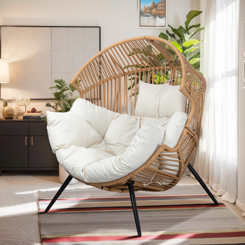 Fauteuil à œufs avec coussin Casi, Beige / Naturel