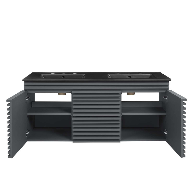 Meuble-lavabo mural 48 po Modway Render, Noir, gris