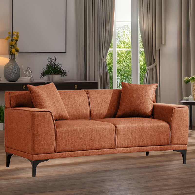 Canapé Tice, Orange, H 33,8 po x l 83,32 po x P 27,12 po