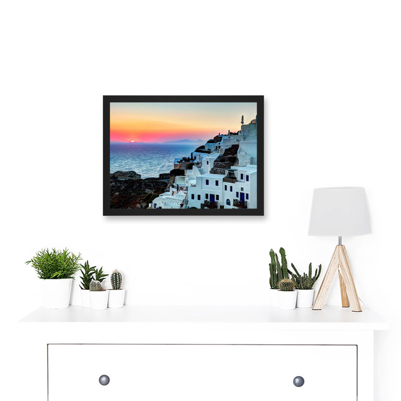 Photo Scenic Sunset Oia Santorini Greece Buildings - Single Picture Frame Print