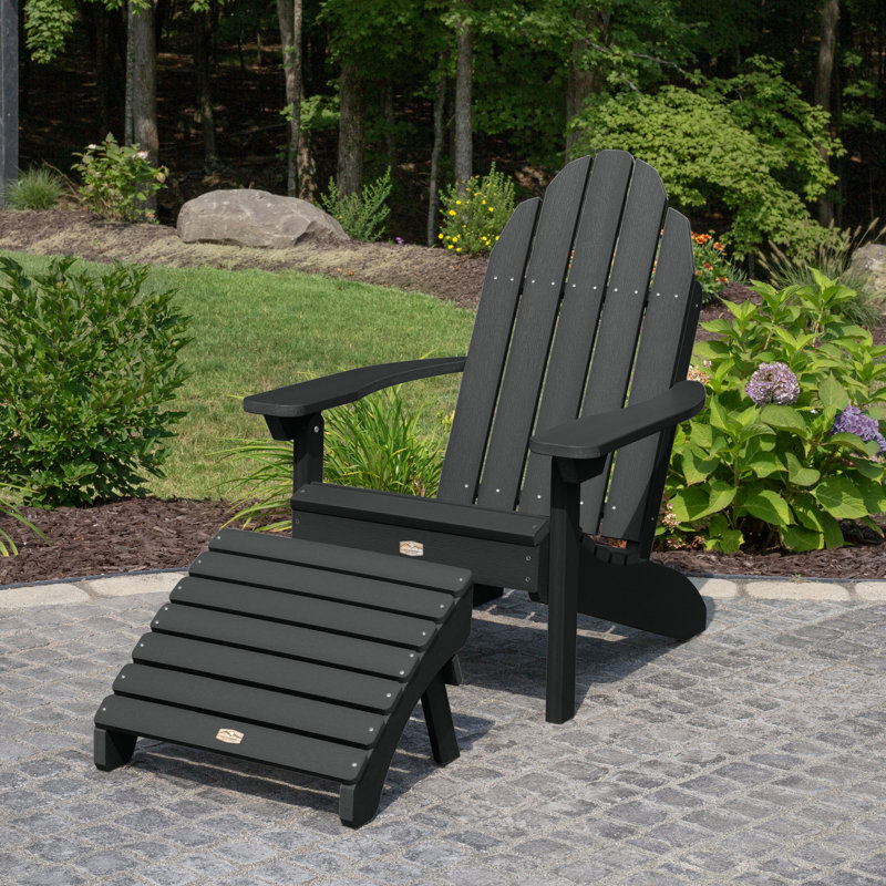 Hinz Outdoor Adirondack Chair With Ottoman, Abyss