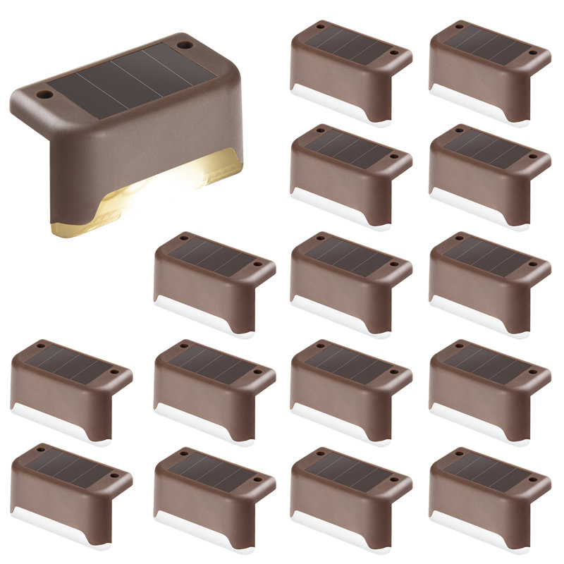 Brown Low Voltage Solar Powered Integrated LED Step Light Pack