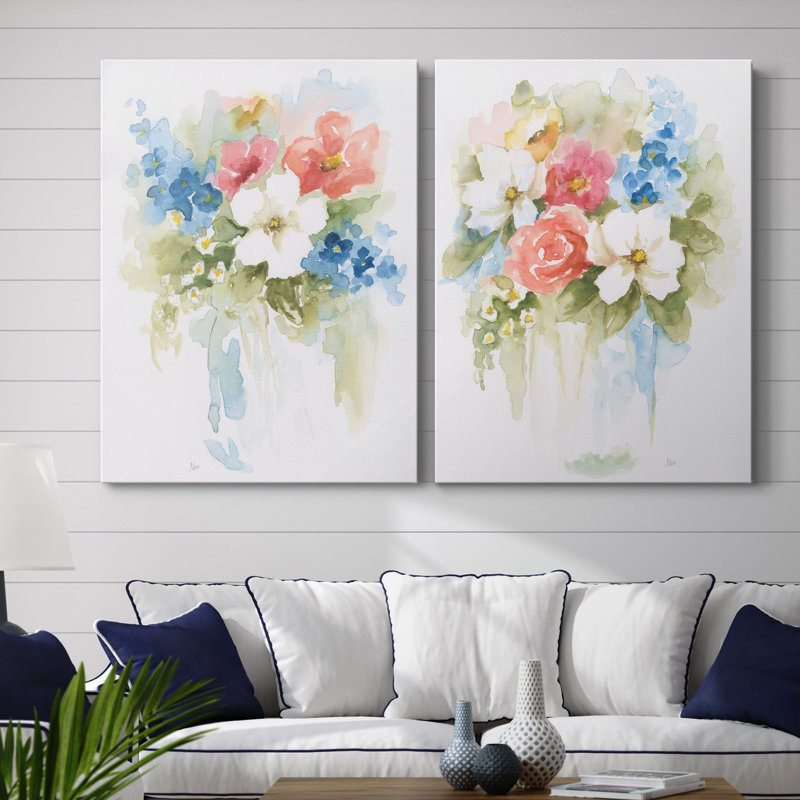 «Spring Medley I», ensemble de 2 reproductions d'art, Pas de tapis, H 20 po x l 32 po x P 1 po, Toile tendue