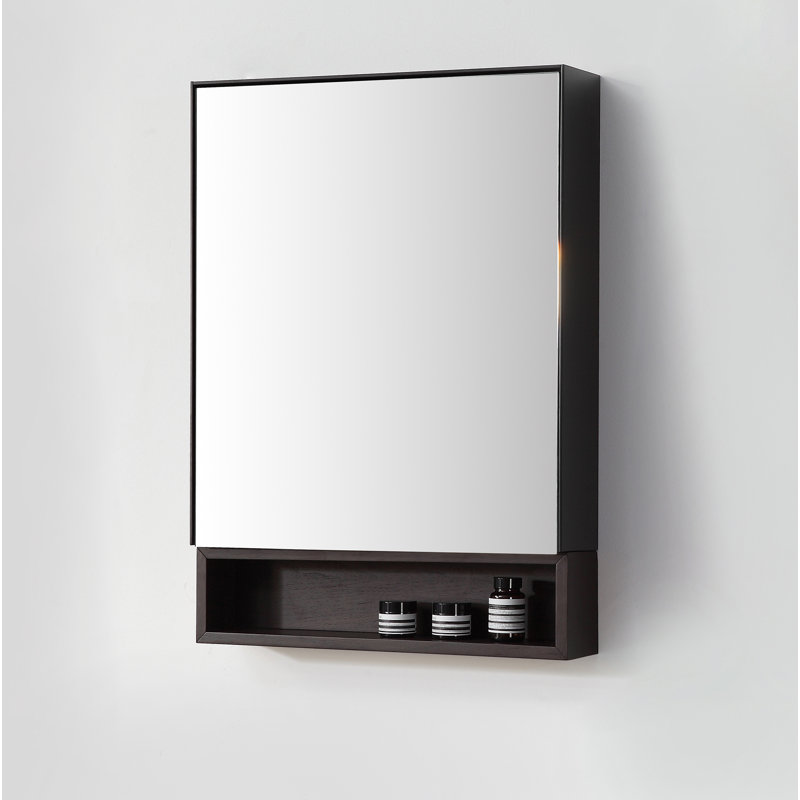 Bergen 24" Medicine Cabinet, Matte Black/Dark Walnut