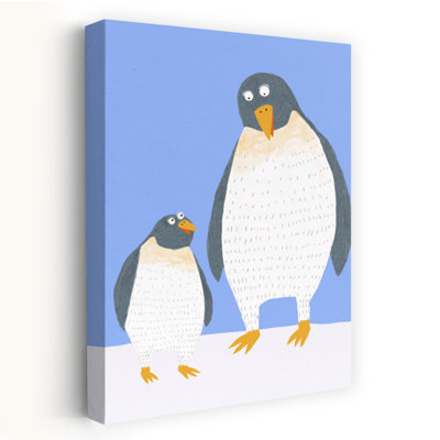 Curious Penguin Pair Abstract Contemporary Bird Penguin Nature Wildlife Wall Art Print