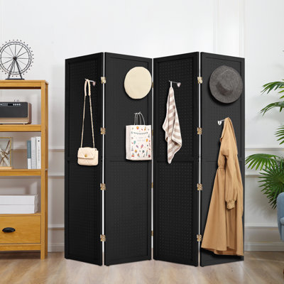Leberecht 64.1'' W x 67'' H 4 - Panel Solid Wood Folding Room Divider