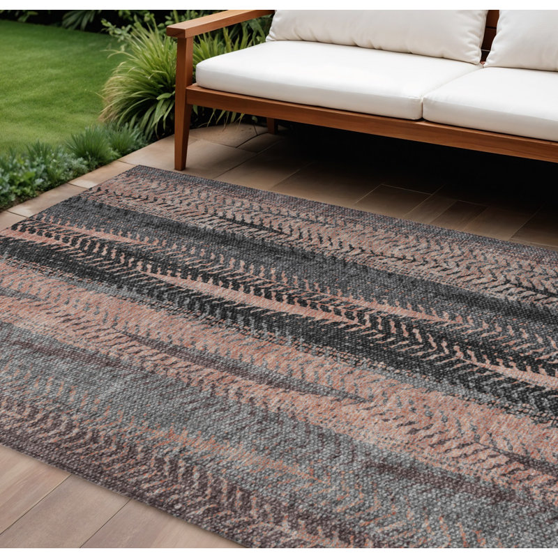 Tapis intérieur lavable 10 pi x 14 pi bleu charbon et feuilles botaniques