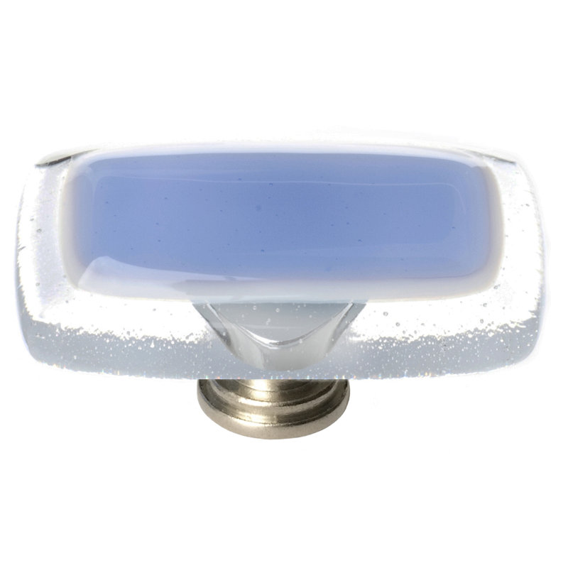 Reflective Rectangular Knob, Polished Chrome, Sky Blue