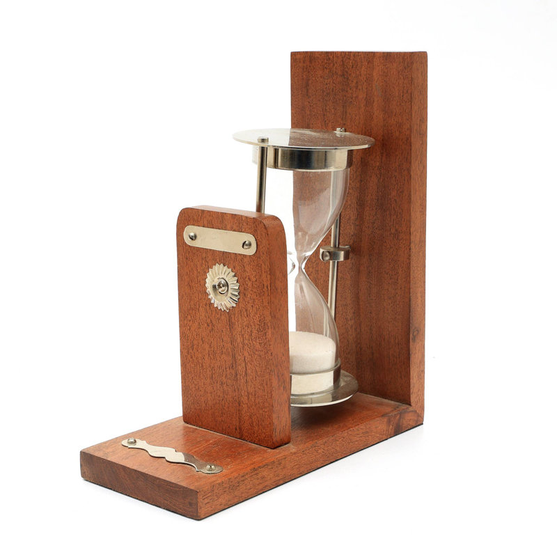 Decorative Wooden Bookend with Hourglass | Tabletop Object