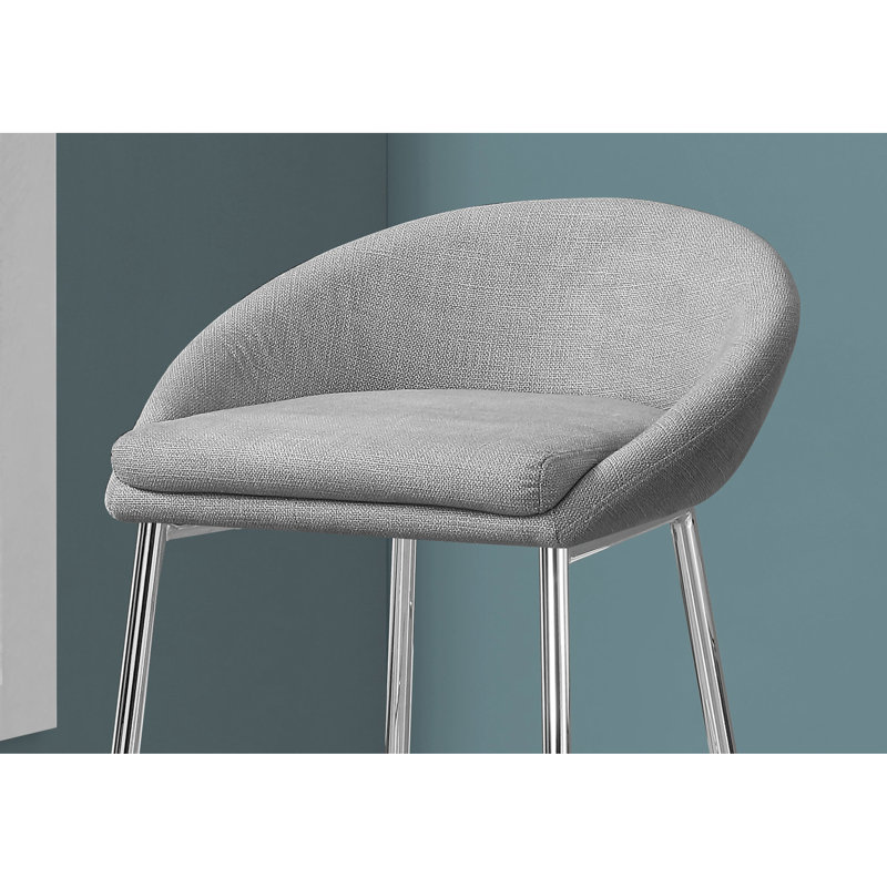 De 2 tabourets de bar modernes, pieds en métal, dossier rembourré en mousse grise, siège confortable, conception peu encombrante