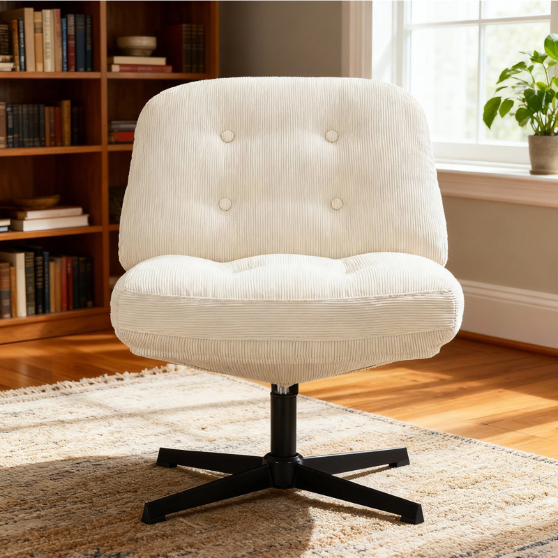 Swivel Office Chair, Wide Cloud-like Seat, 113kg Capacity & Pet-friendly Fabric, White