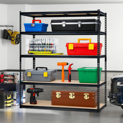 Étagère de rangement pour garage robuste à 5 niveaux - Support réglable en métal - Capacité de 3000 lb - Tablettes sans boulons pour le garage, le garde-manger, le sous-sol, la buanderie, la cuisine, le bureau - 6024R 1530 (P) x 615 (P) x1813 (H) mm