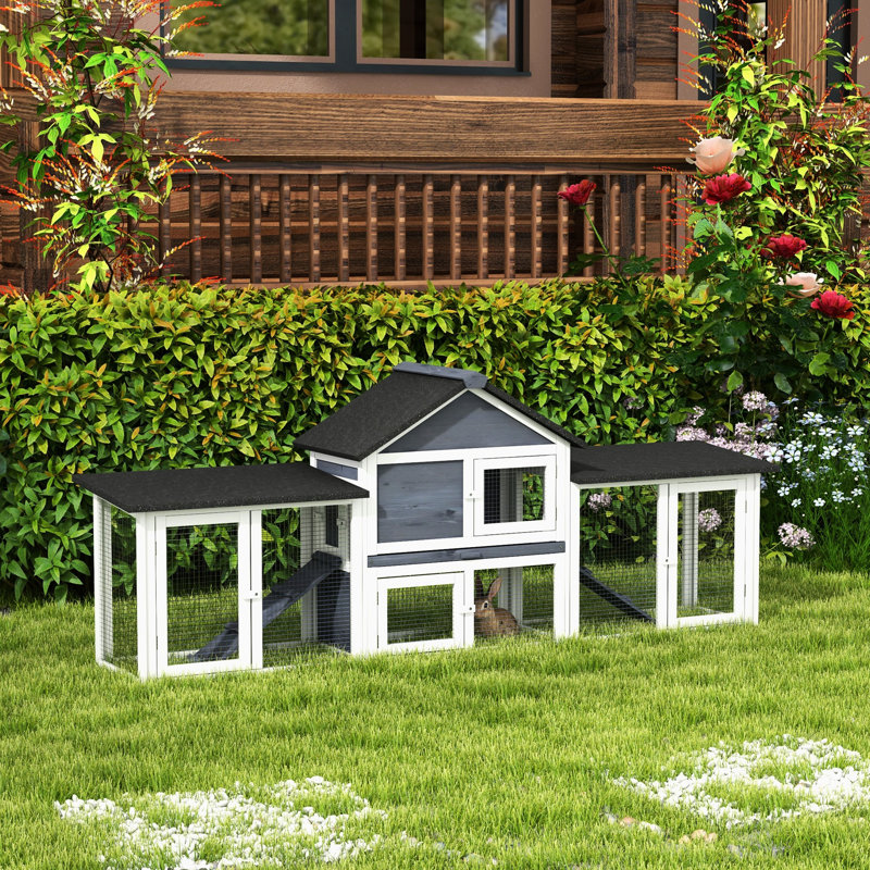 Rabbit Cottage - Spacious & Functional, Dark Grey 83"L Coop Solid, Convenient,