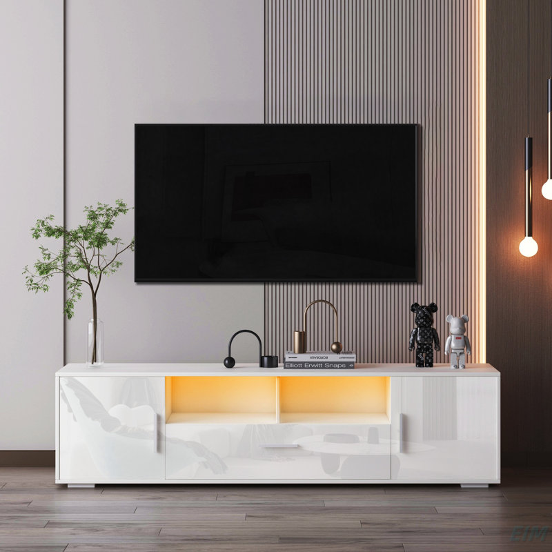 Fashiontv Stand,TV Cabinet,Entertainment Center TV Station,TV Console,Console With LED Light Belt, White 1