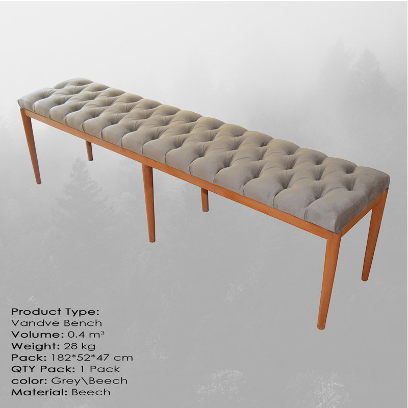 Vidal Upholstered Bench, H45 x W180 x D50cm
