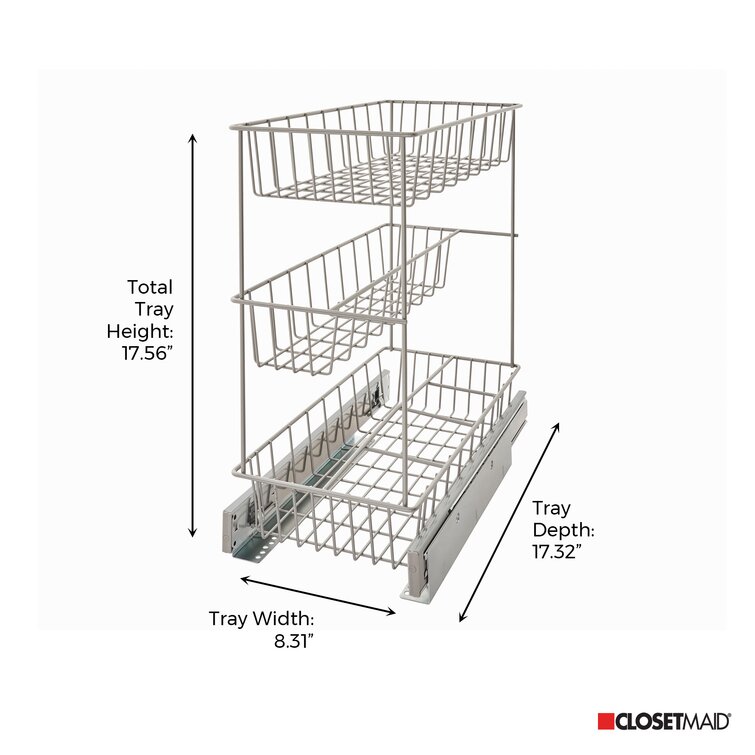 2 Tier Stainless Steel Pull Out Kitchen Cabinet Drawer Basket