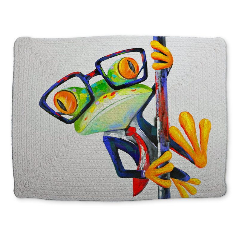 Funny Frog with Glasses Braided Polyester Placemat - Home Decor