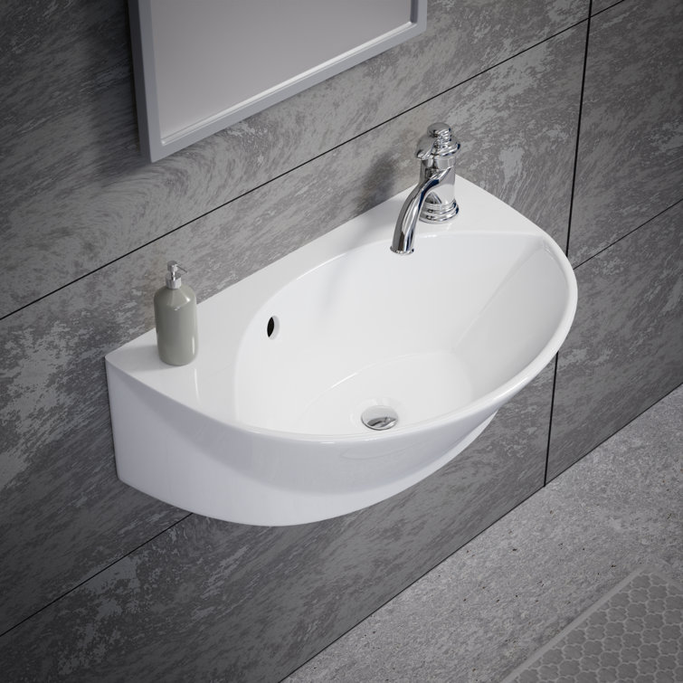 Juniper 17 1/8" Wall Mounted Bathroom Sink in White with Overflow