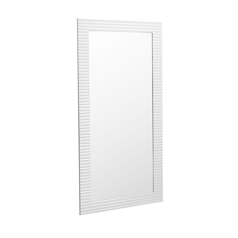 Jakaree Wood Rectangle Mirror, Pearl White