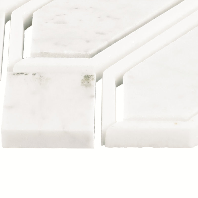 6" x 12" Natural Stone Grid Mosaic Wall Tile, White/Gray