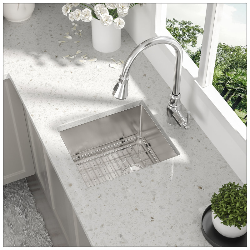 15 Inch Undermount Sink - 15"X17"X10" Undermount Stainless Steel Kitchen Sink 16 Gauge Single Bowl Kitchen Sink 10 Inch Deep Bar/Prep Sink Basin