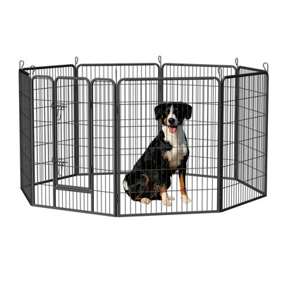 Clôture pour chien robuste pour extérieur pour grand chien, parc pour chien de 40 po avec 8 panneaux et 8 panneaux d'exercice en métal pour chiot clôture temporaire pour la cour