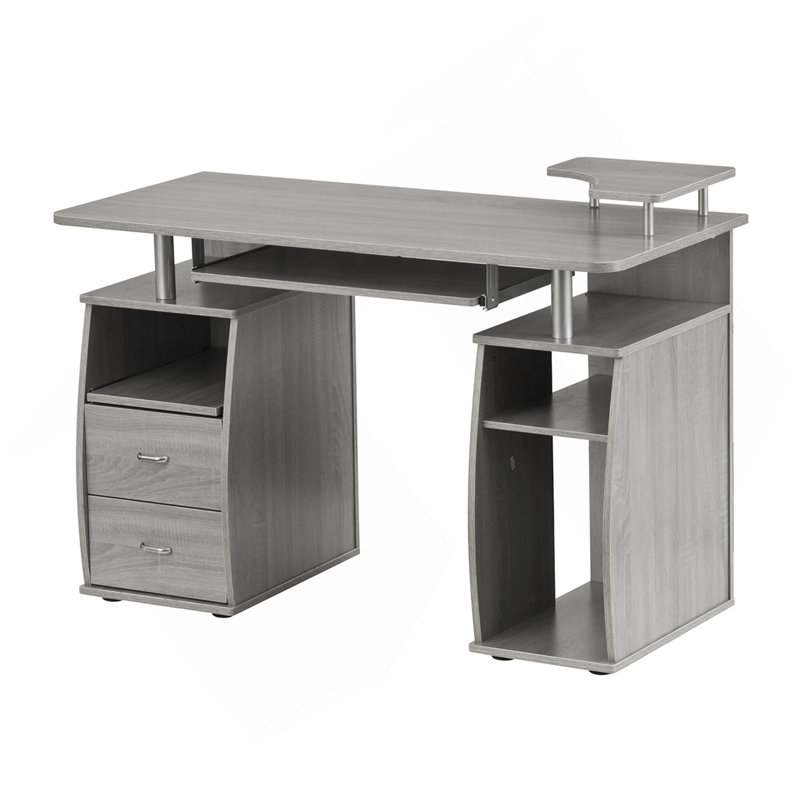 Bureau d'ordinateur avec rangement Techni Mobile, Gris