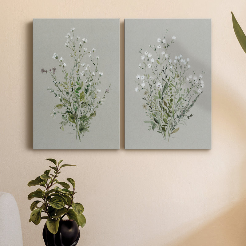 Bouquet de grâce I - Ensemble de 2 toiles tendues, H 27 po x l 36 po x P 1 po