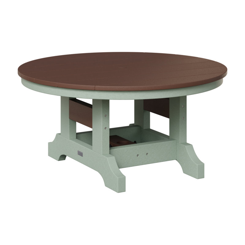 Garden Classic Outdoor Round Coffee Table, Chocolate Brown, Seafoam
