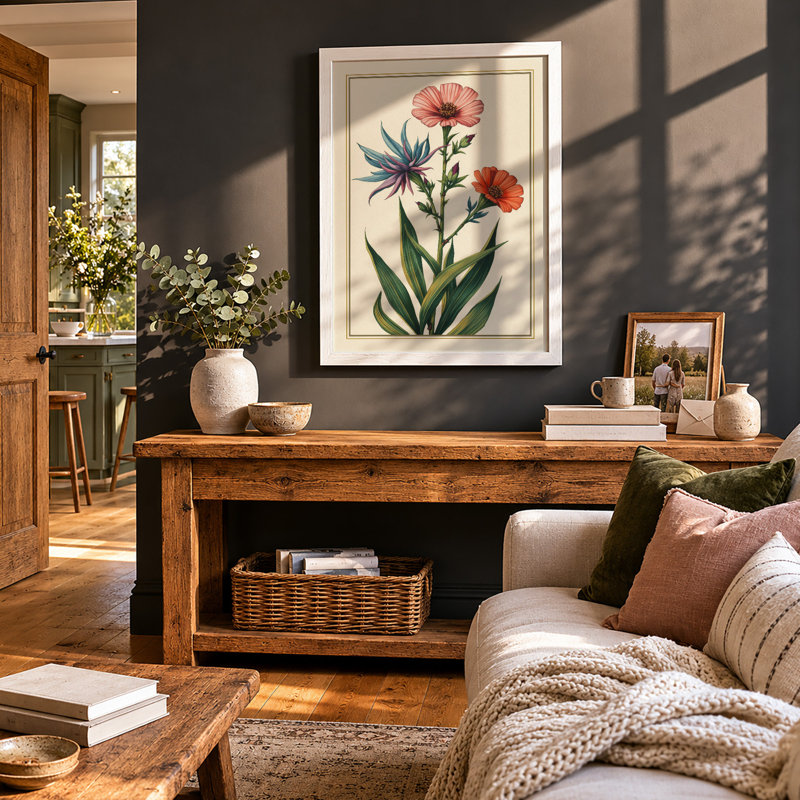 Three Carnations Botanical - Framed Print, A4 - 29.7 x 21.0 cm, White