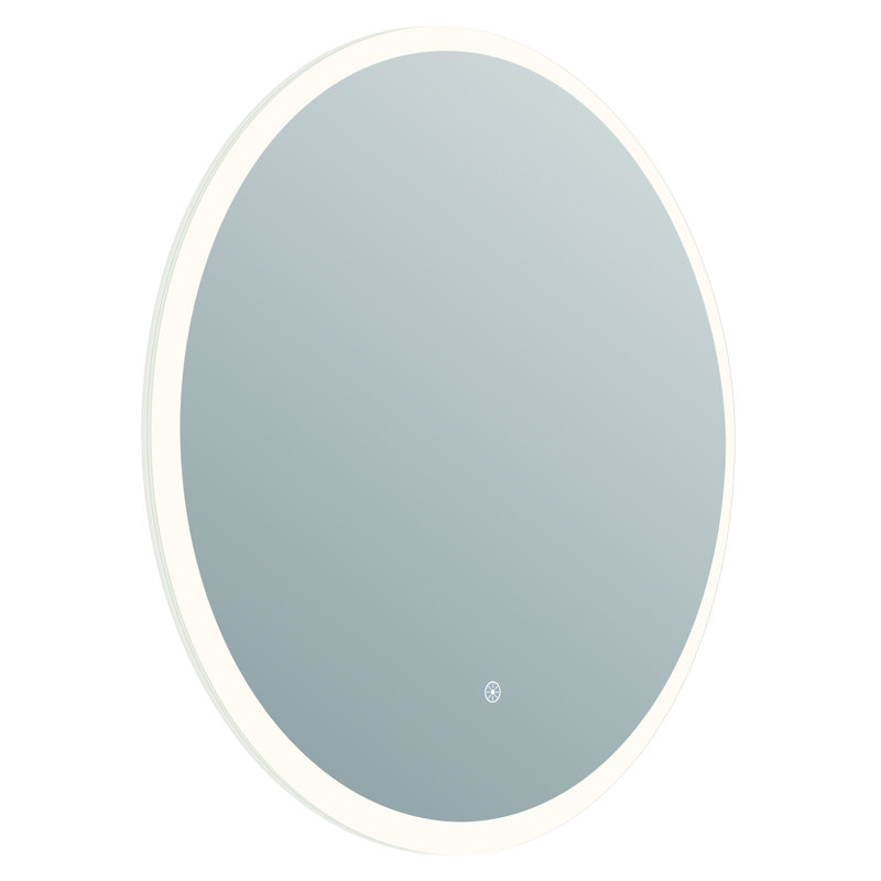 Eva Round Perimeter Lighted Mirror with Memory Dimmer and Defogger, 30" x 30"