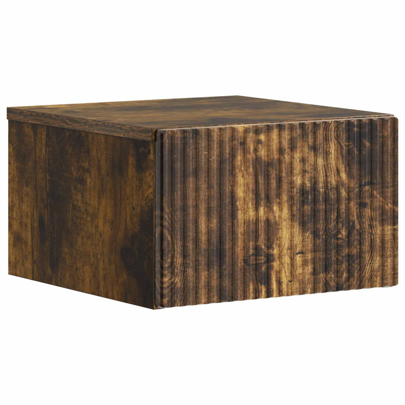 33cm W Manufactured Wood Bedside Table, Smoked Oak
