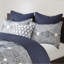 Housse de couette en coton pour grand lit, géométrique, bleu marine et blanc, housse en tissu à séchage rapide, double / grand, 2 taies décoratives assorties-121409414-121409415