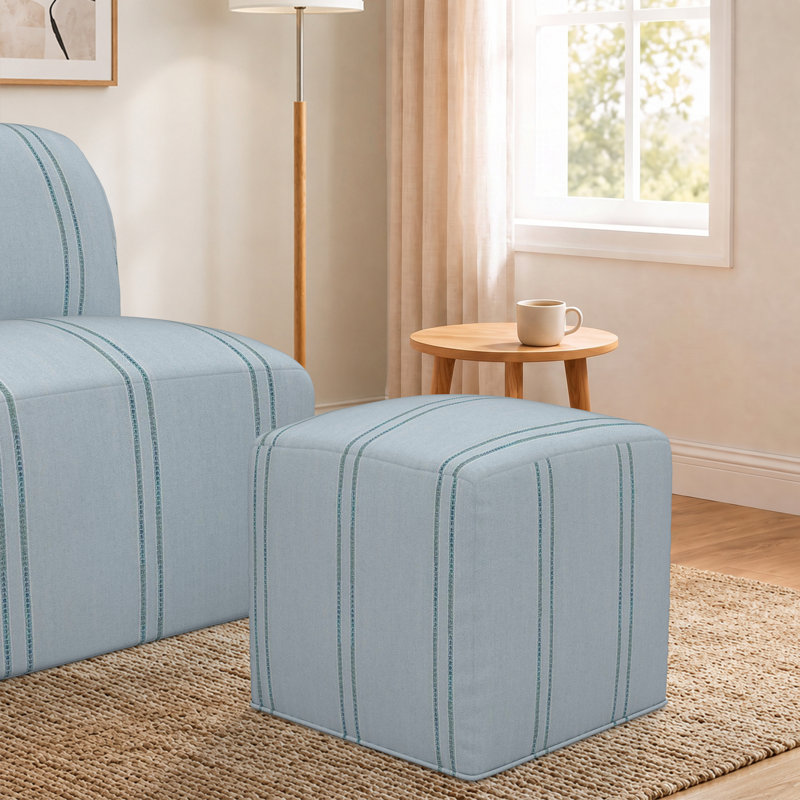 Repose-pieds Eliana Sunbrella, Sunbrella Wayward Sky, H 18 po x l 18 po x P 18 po